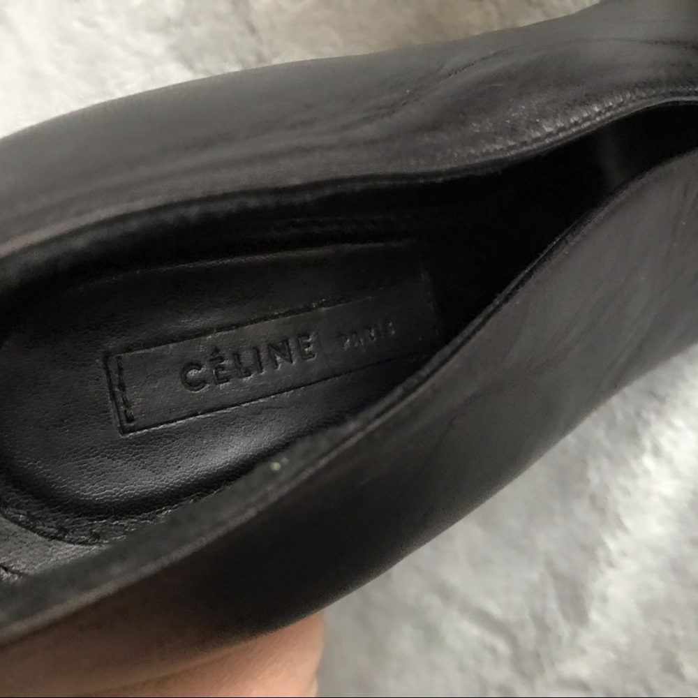 Celine Black Leather V Neck Heels Phoebe Philo 40 - Picture 2 of 13